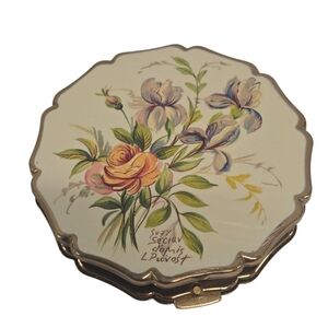 Vintage Stratton Hand Painted Roses Powder Compact Signed Suzy Seriau New